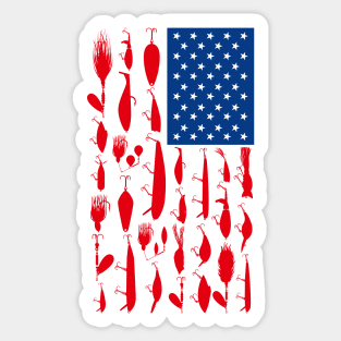 American Flag Fishing Lure Design Sticker